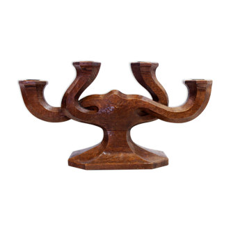 Anthroposophical candle holder in oak