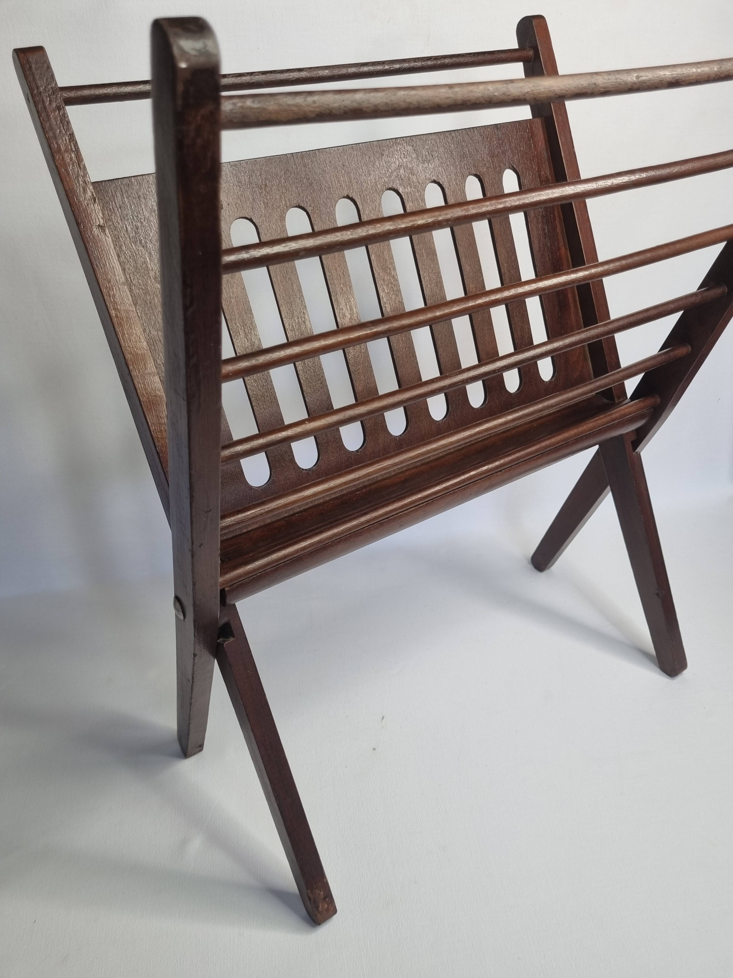 Folding teak magazine holder by Cees Braakman