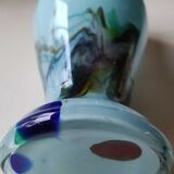Murano vase in blown Art glass, marbling inclusions, scrolls. High 20 cm
