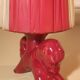 Burgundy ceramic horse lamp from the 1950s