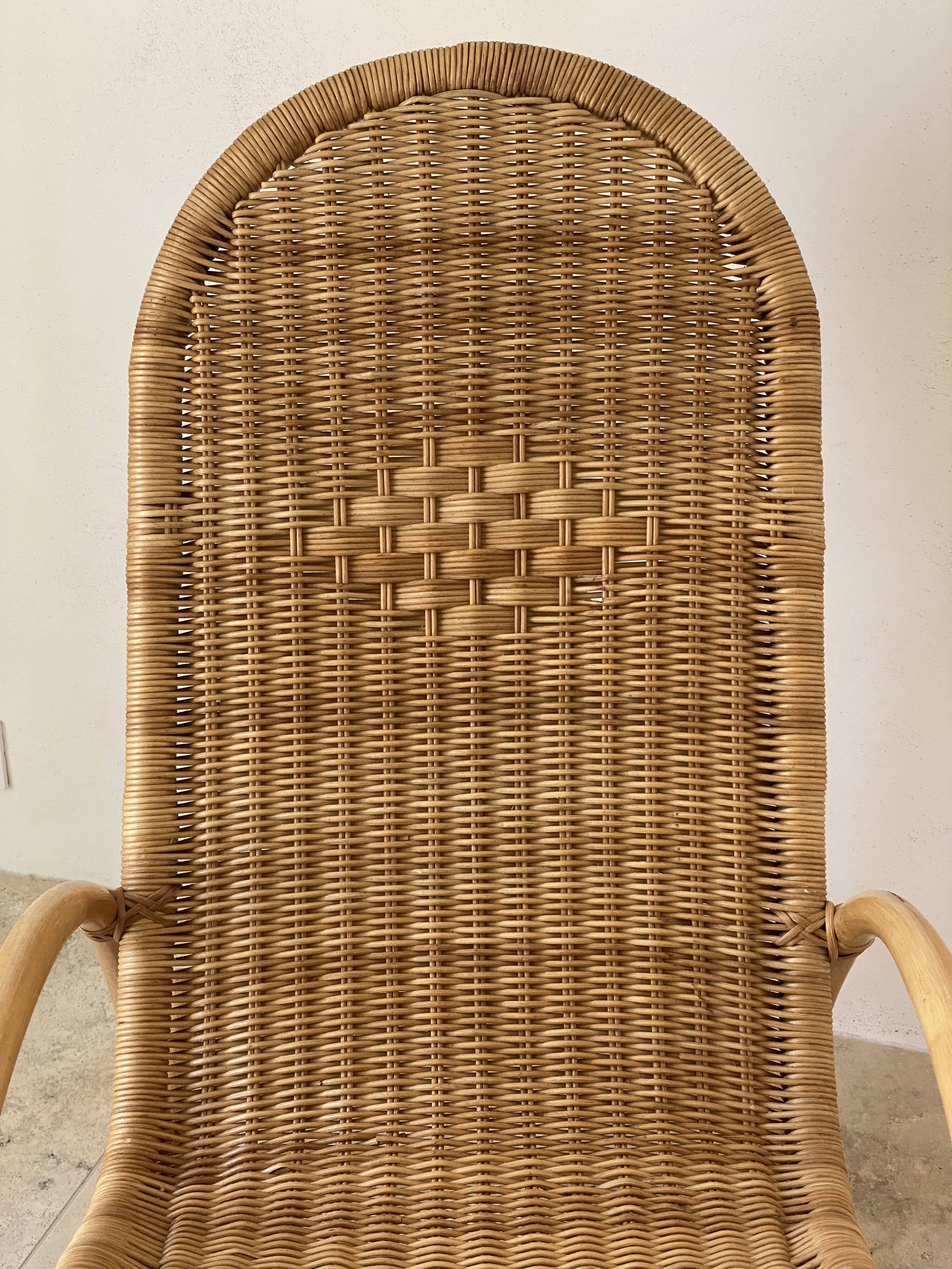 Natural rattan rocking chair.