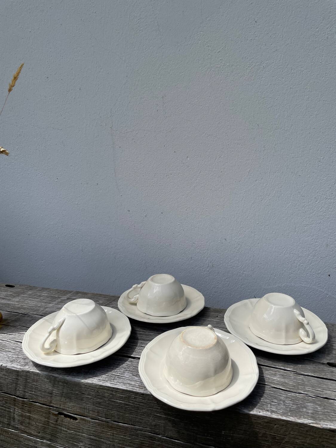 4 tasses beige Sarreguemines unies