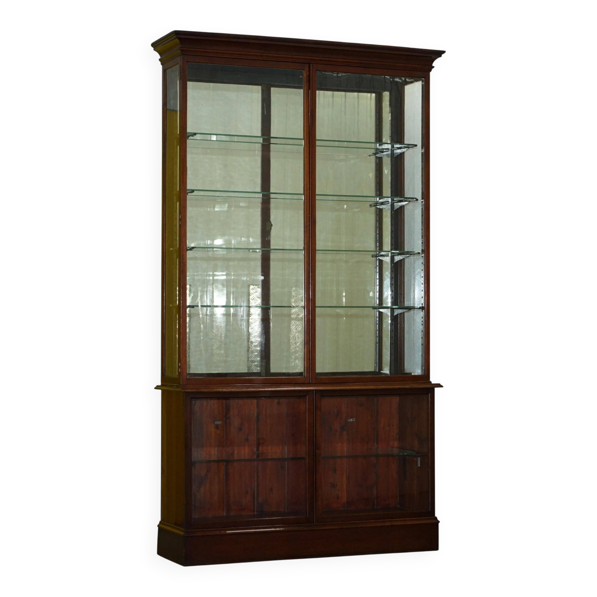 Rare glass-fronted Victorian apothecary cabinet.