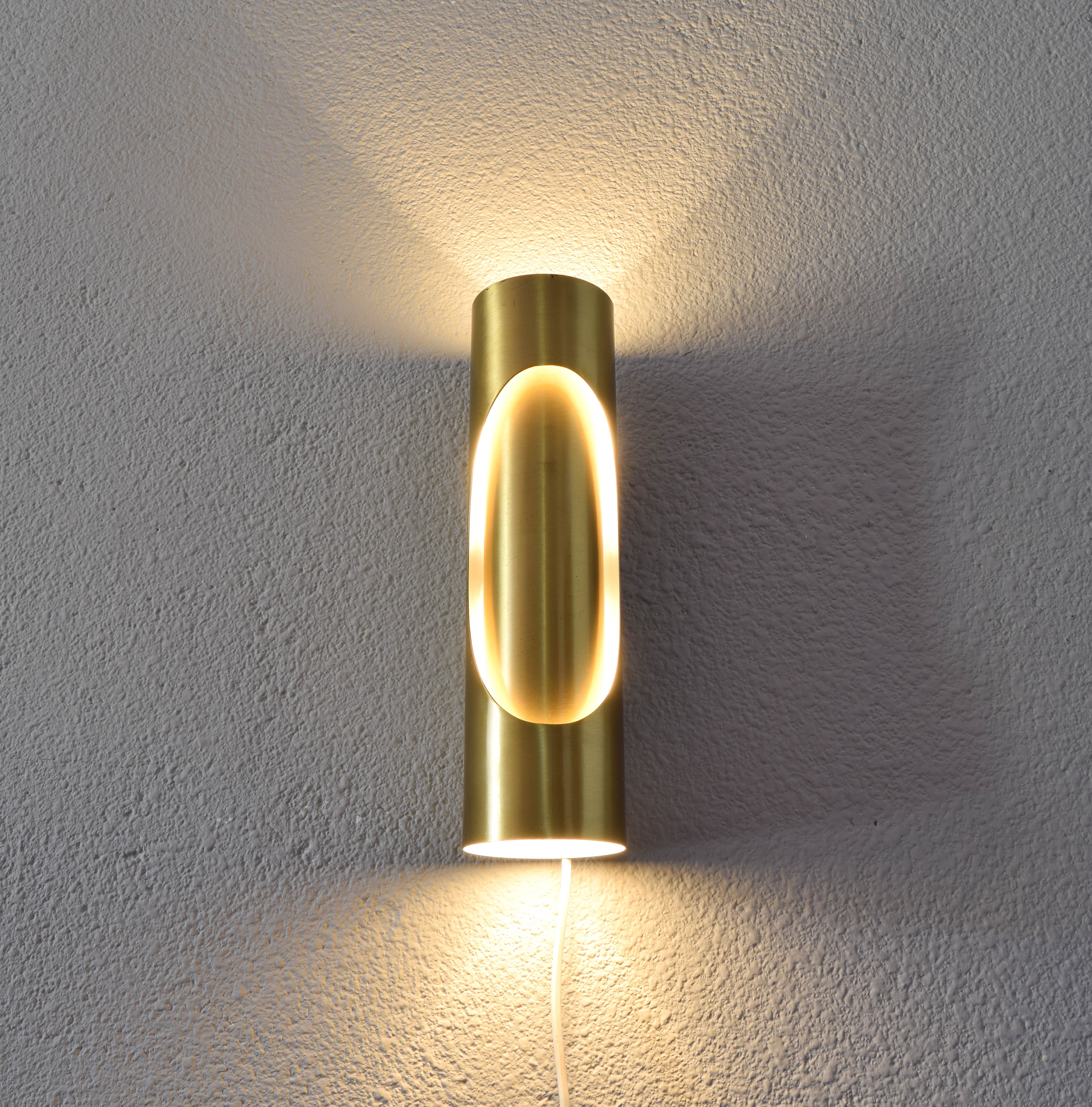 Mid Century Modern Space Age Brass Sconce by Marca SL Spain, 70s