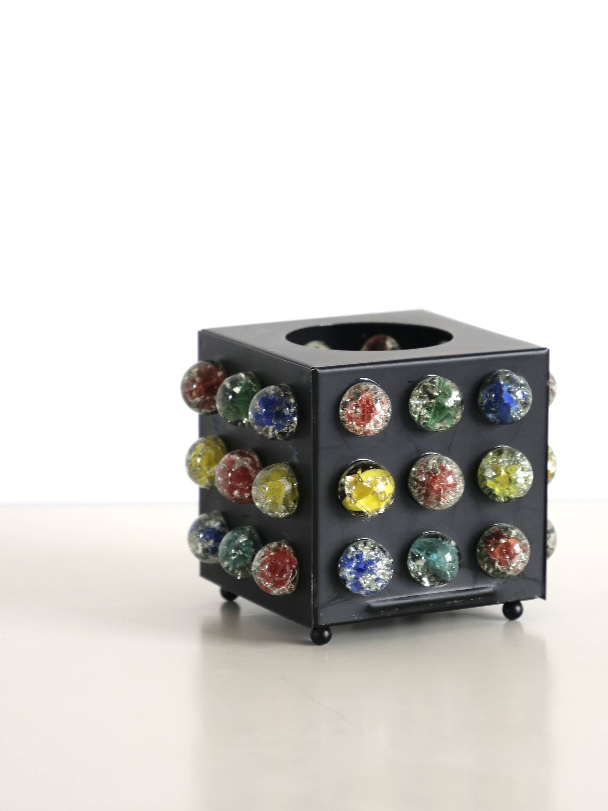 Japanese tealight holder of colored glass beads