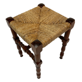 Tabouret en osier vintage