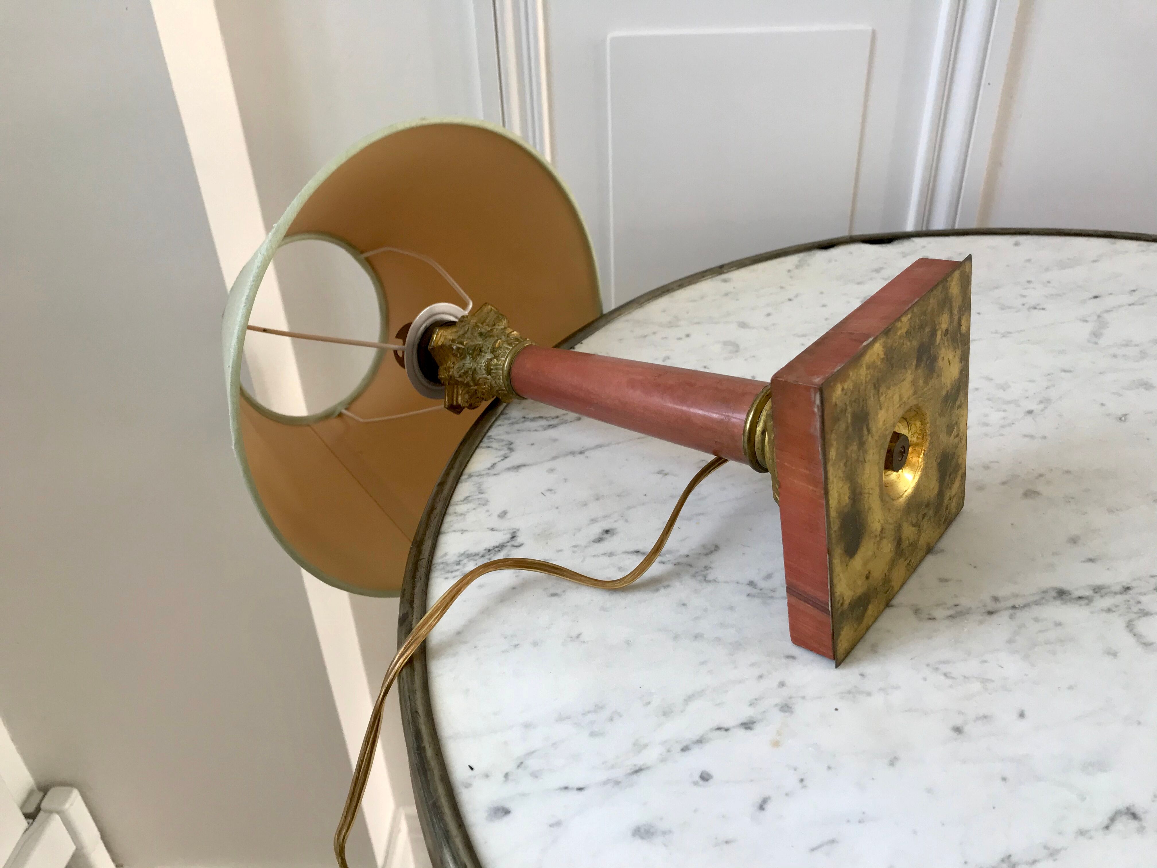 Pink lamp in marble and bronze years 30-40
