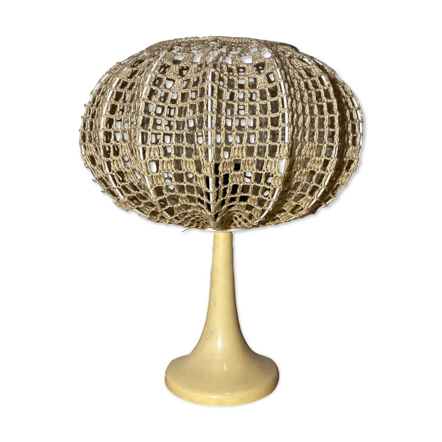 Vintage Tulip Lamp ARO Germany | 1960s German Designer Lighting With Tulip Base And Cotton Shade