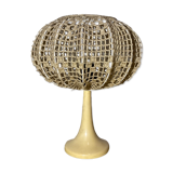 Vintage Tulip Lamp ARO Germany | 1960s German Designer Lighting With Tulip Base And Cotton Shade