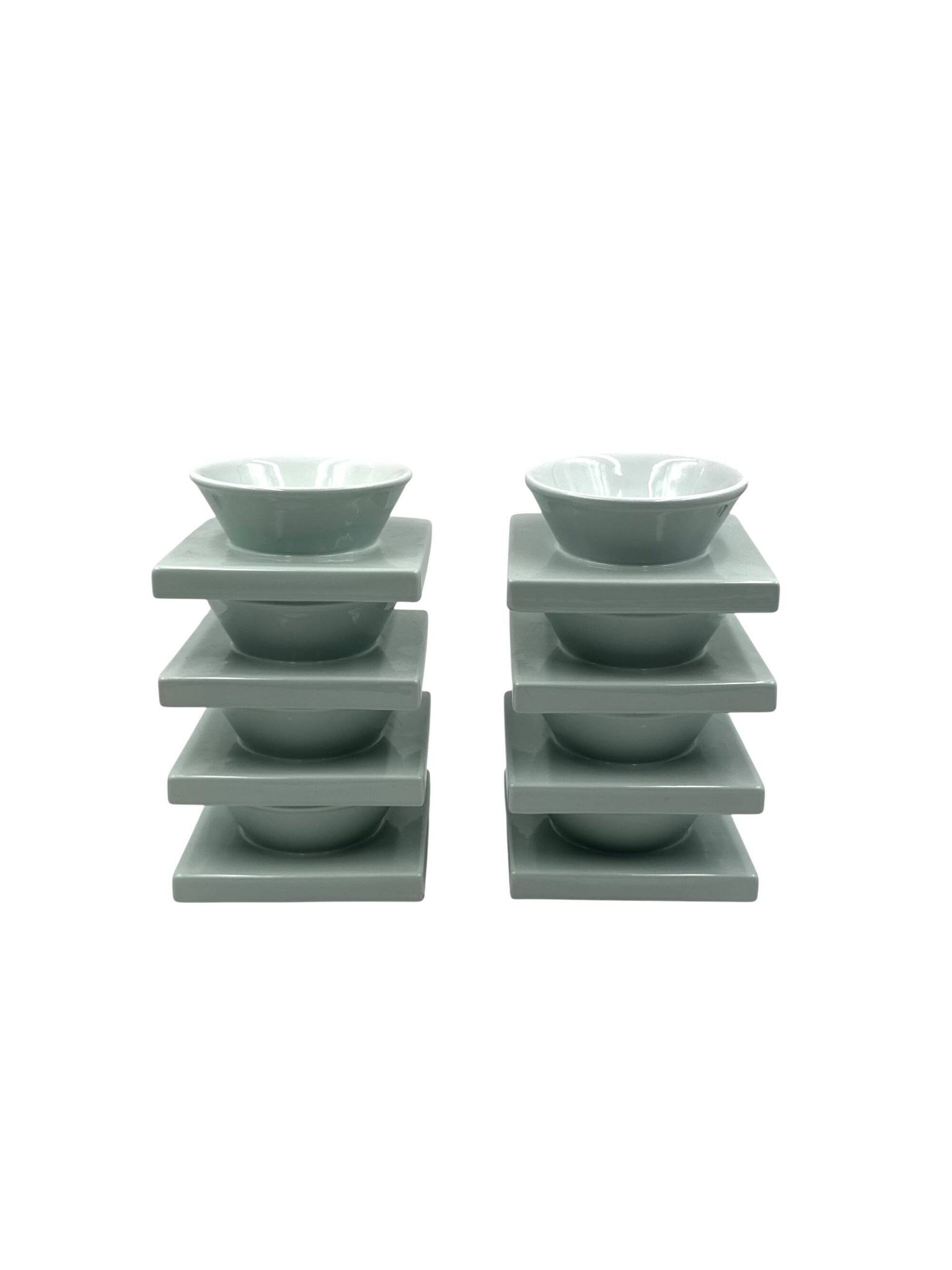 Set of 9 ceramic light blue ceramic bowls, I + I Italy, 1970s