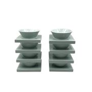 Set of 9 ceramic light blue ceramic bowls, I + I Italy, 1970s
