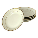 5 Bernardaud Limoges porcelain dessert bowls, Louis XV model, ivory with gold edging