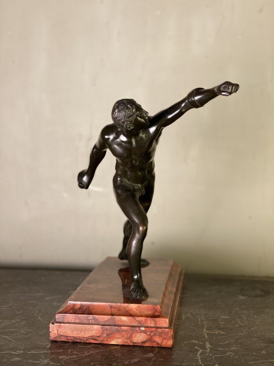 Borghese Gladiator, bronze after the antique on a marble base