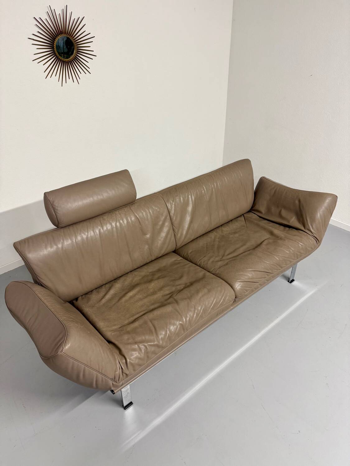De Sede ds 140 grey 2/3 seater sofa, vintage leather, 80s design