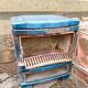 Antique wood pole signed chapée cast iron enamel blue retro design