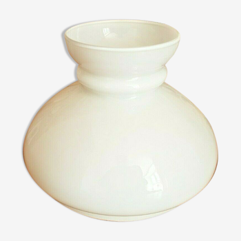 Vintage French White Opaque Round Glass Lantern Replacement Shade 3543