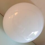 Half moon ceiling lamp in vintage white opaline 60s-70s