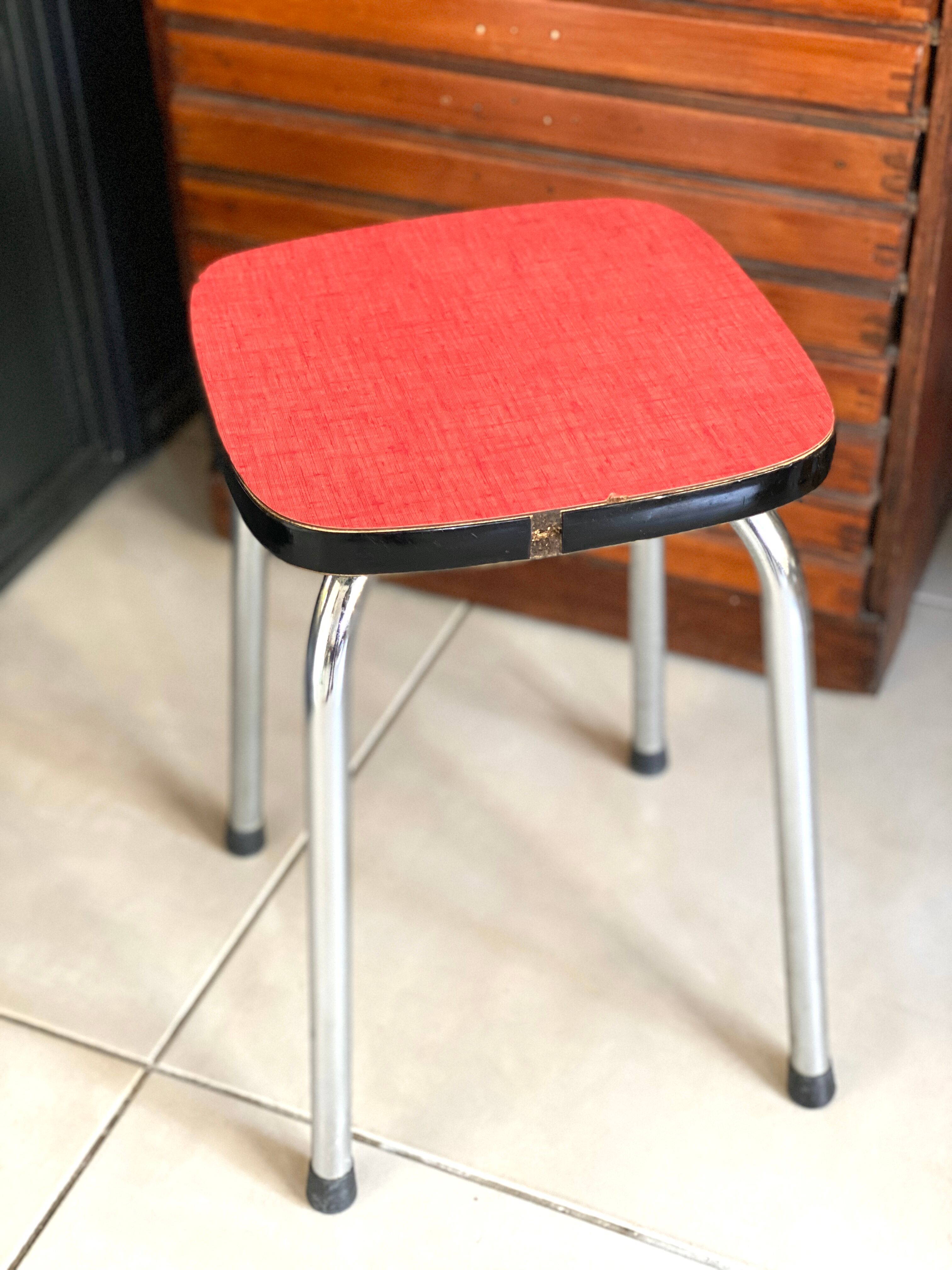 Red formica stool