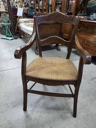 Old 19th century walnut straw armchair n° 2