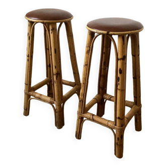 Pair of vintage Tiki bar stools