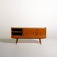 Scandinavian teak sideboard with smoked glass, 1950s–60s