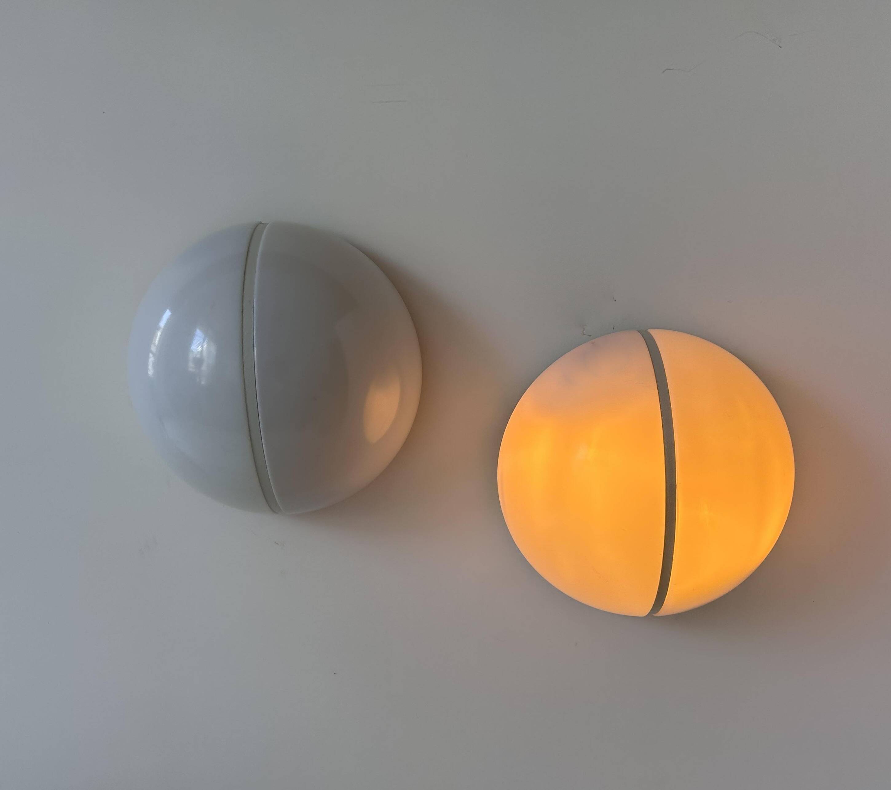 Pair of metal and opal perspex wall lights, Germany 1970