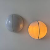 Pair of metal and opal perspex wall lights, Germany 1970