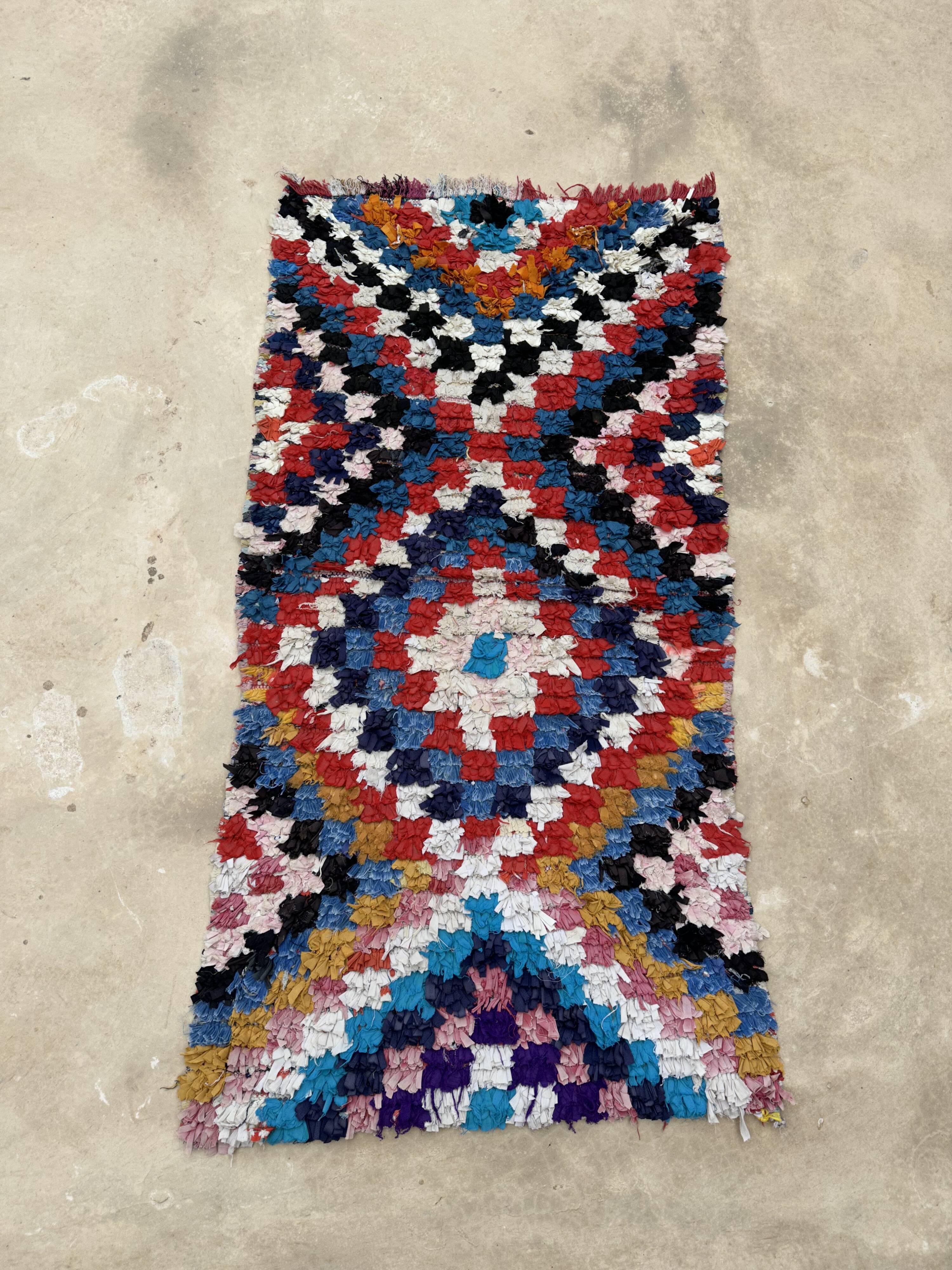Tapis Berbère Boucherouite coloré - 85 x 153 cm