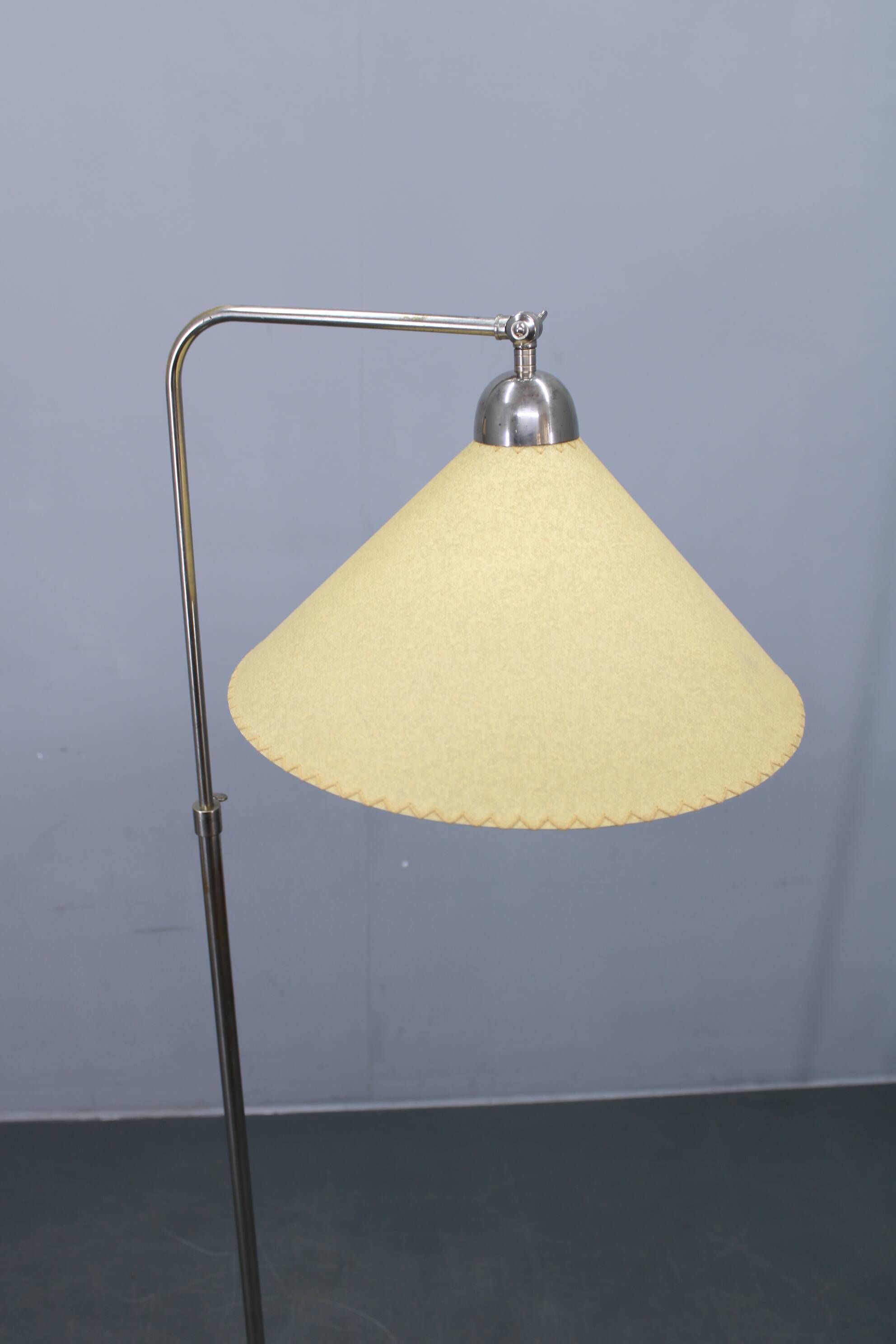 Adjustable Art Deco floor lamp, nickel, Czechoslovakia, 1930s
