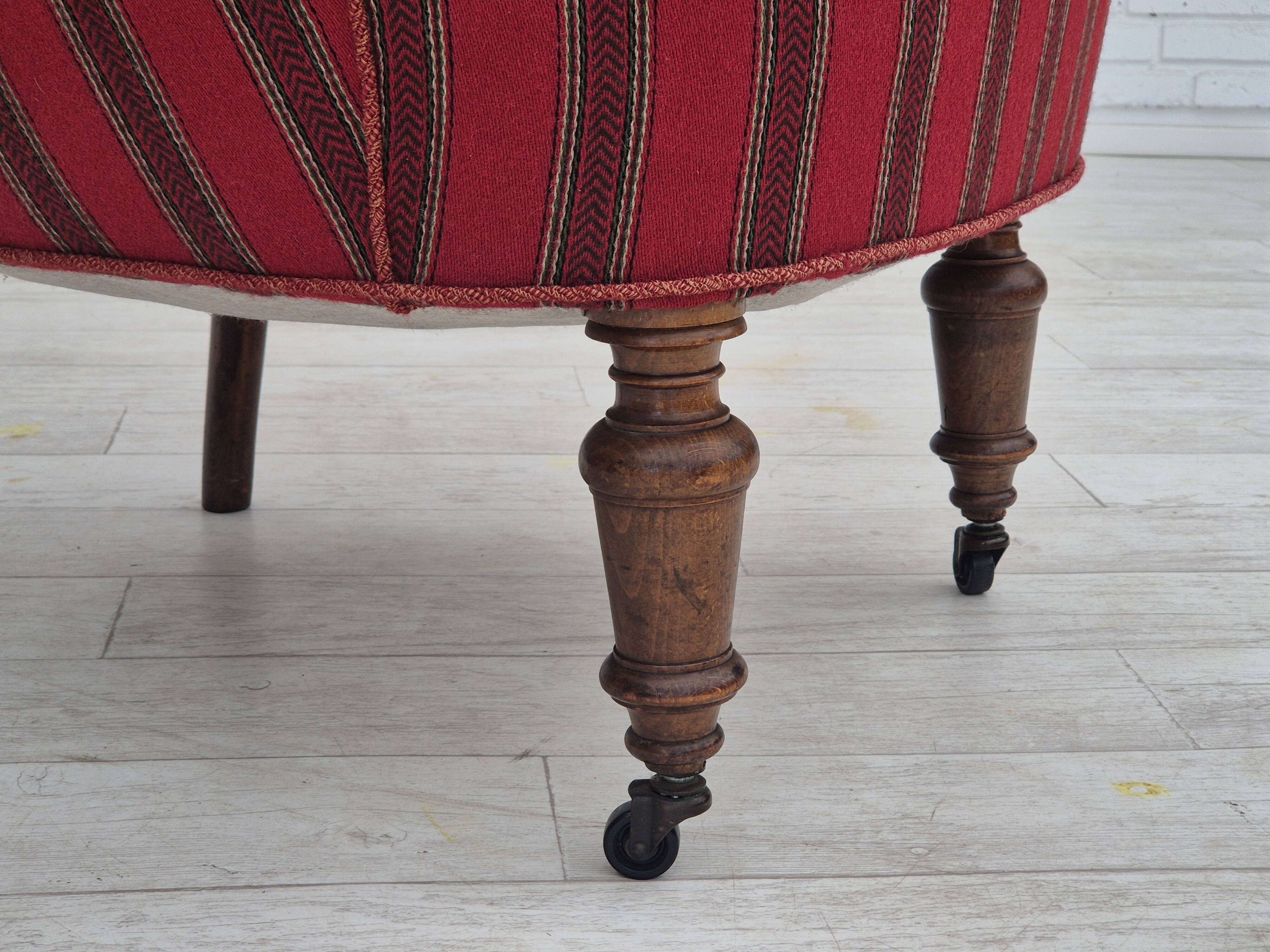 1950s, Danish lounge chair, original condition, red furniture wool.