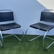Pair of MR 10 chairs with Mies Van der Rohe laces, Knoll International
