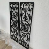2 old art deco cast iron grid decorated with a rose window