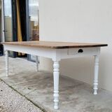 Rustic oak bistro farm table with louis philippe legs - 2m