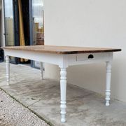 Rustic farmhouse bistro table in oak with Louis Philippe legs - 2m
