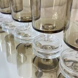 6 vintage grey smoked glasses Luminarc model Sweden wine or water glasses