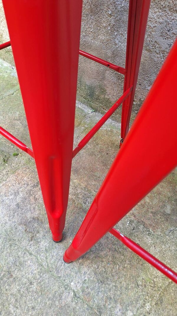Paire de tabouret de bar Tolix rouge