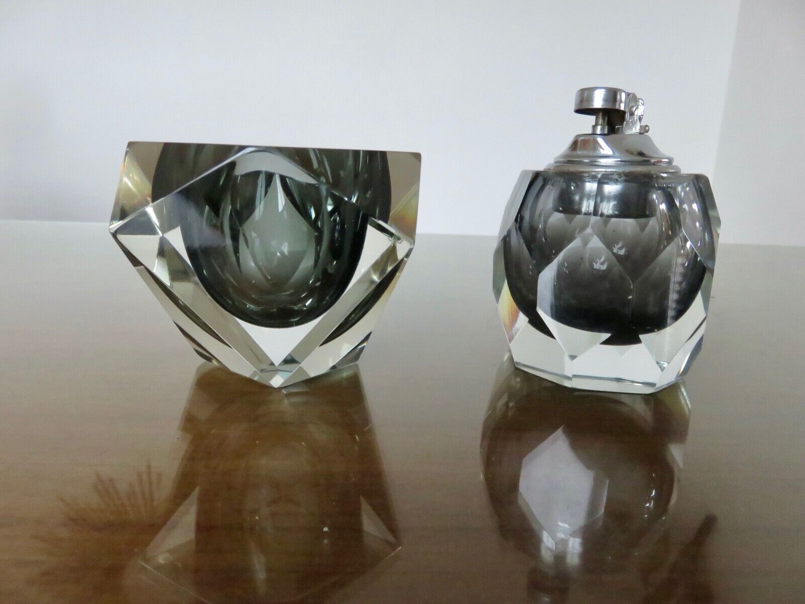 Cendrier et briquet de table en verre de Murano 1970