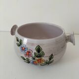 Plat grès émaillé motif floral