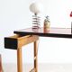 Vintage children's desk in solid oak and red formica, 50s/60s