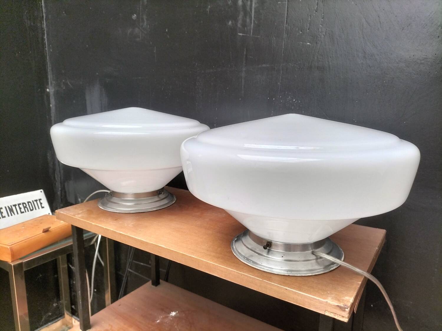 Pair of opaline lamps