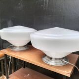 Paire de lampes opaline
