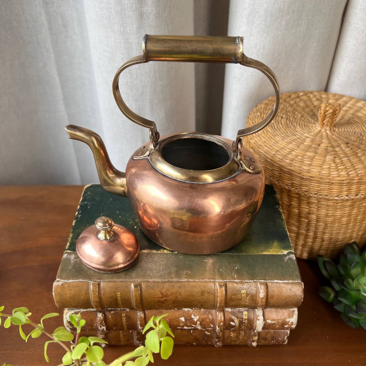 Small copper and brass teapot