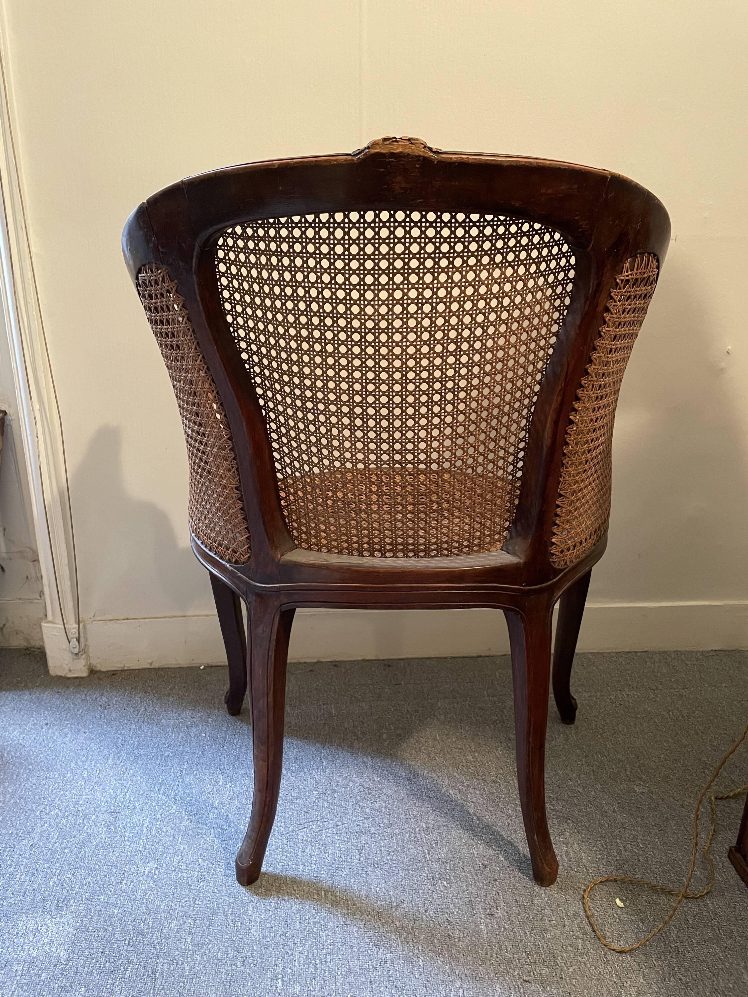 Office chair Louis XV canné 19e