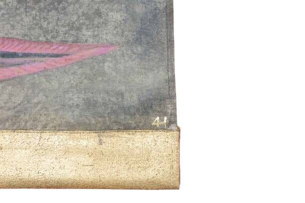Painted canvas representing a board of fish. Contemporary work.
