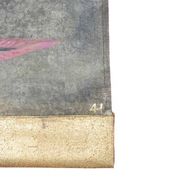 Painted canvas representing a board of fish. Contemporary work.