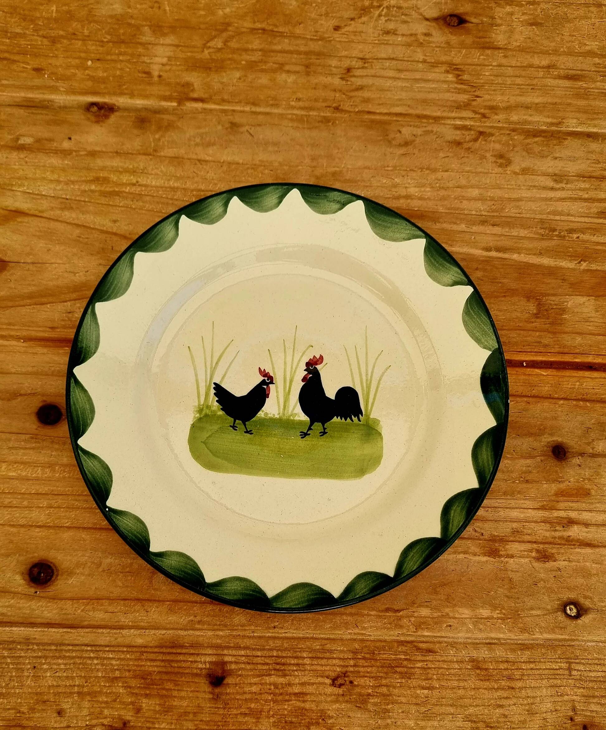 Zeller Keramik table set with hand-painted rooster and hen