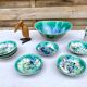 Salad bowl dessert service & 8 ramekins sandstone from the vintage Morvan 70s