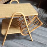 Table porte revue en rotin
