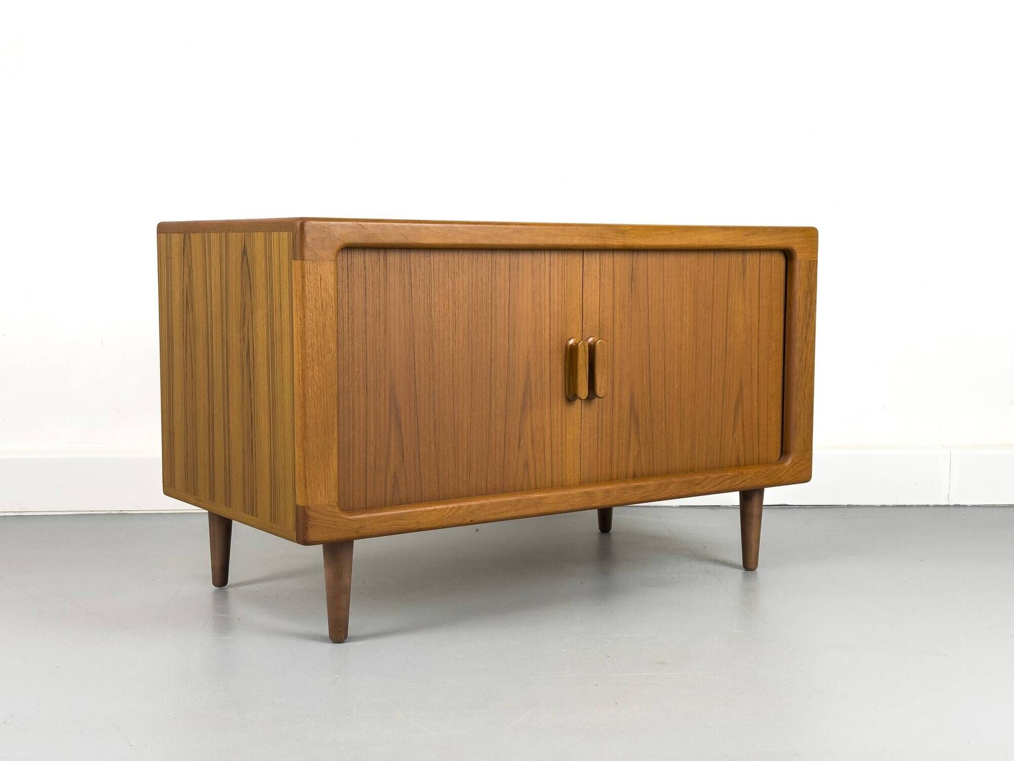 Low Teak Sideboard with Tambour Doors from CFC Silkeborg, 1970s