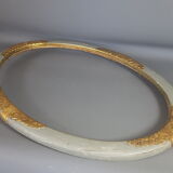 Old Art-Deco oval wood -stucco frame, 56x41 cm, 50x35 cm SB leaf